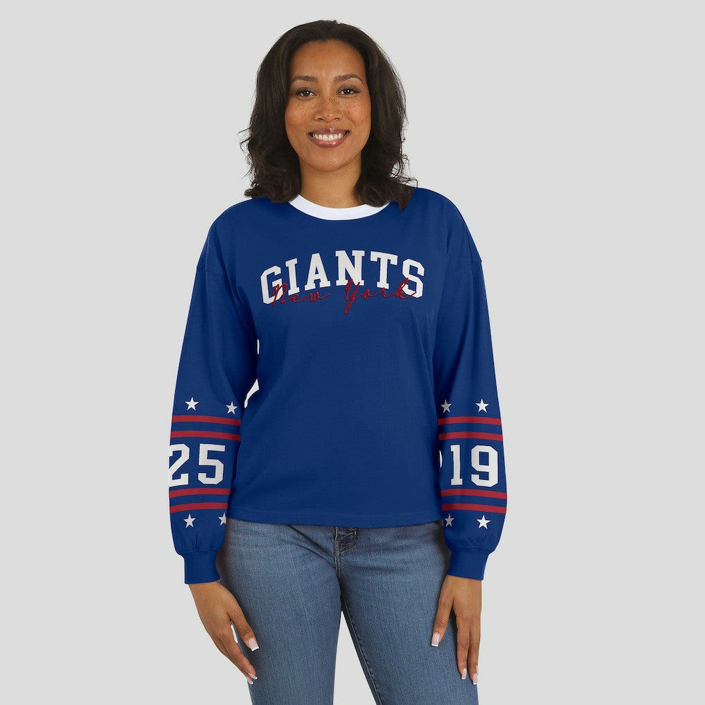 New York Giants WEAR by Erin Andrews Women's Sport Long-Sleeve T-Shirt Royal