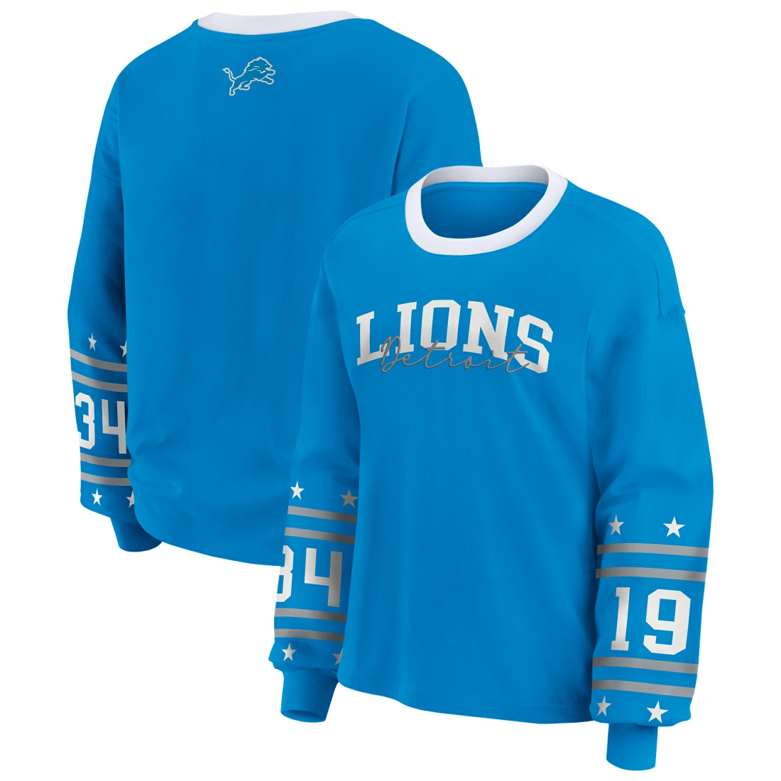Detroit Lions WEAR by Erin Andrews Women's Sport Long-Sleeve T-Shirt Blue