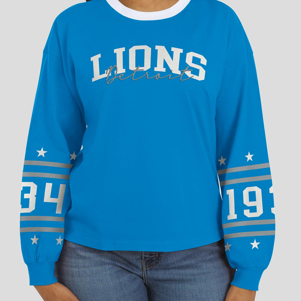 Detroit Lions WEAR by Erin Andrews Women's Sport Long-Sleeve T-Shirt Blue