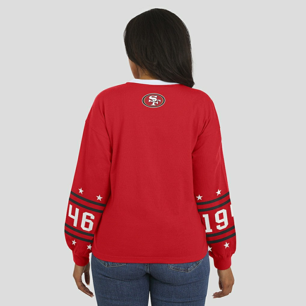 San Francisco 49ers WEAR by Erin Andrews Women's Sport Long-Sleeve T-Shirt Scarlet