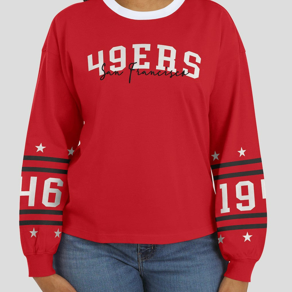 San Francisco 49ers WEAR by Erin Andrews Women's Sport Long-Sleeve T-Shirt Scarlet