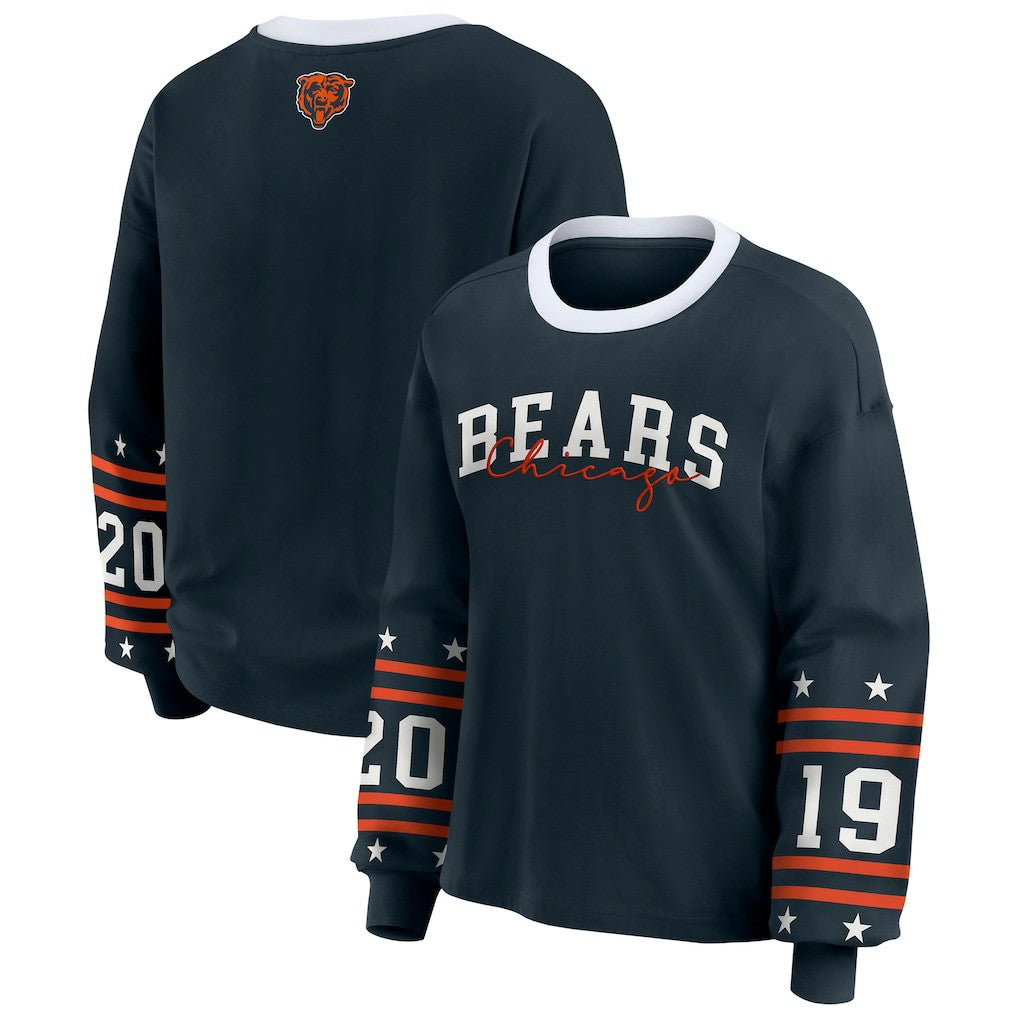 Chicago Bears WEAR by Erin Andrews Women's Sport Long-Sleeve T-Shirt Navy