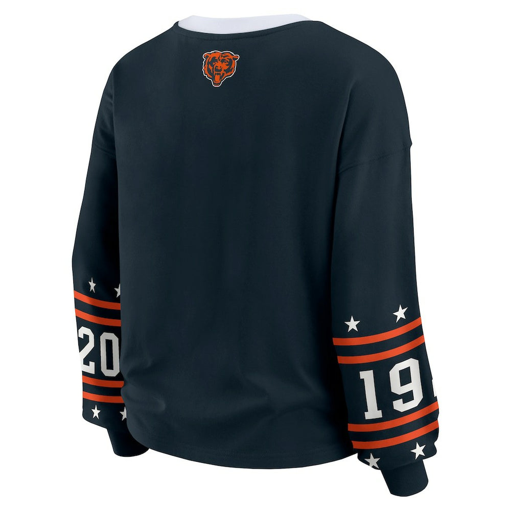 Chicago Bears WEAR by Erin Andrews Women's Sport Long-Sleeve T-Shirt Navy