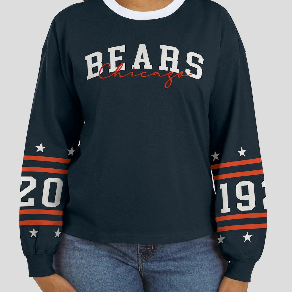Chicago Bears WEAR by Erin Andrews Women's Sport Long-Sleeve T-Shirt Navy