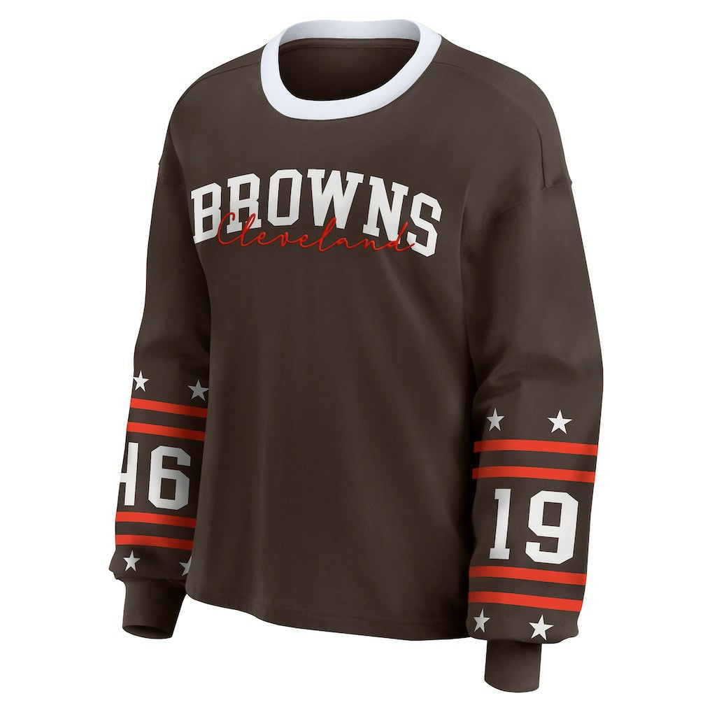Cleveland Browns WEAR by Erin Andrews Women's Sport Long-Sleeve T-Shirt Brown