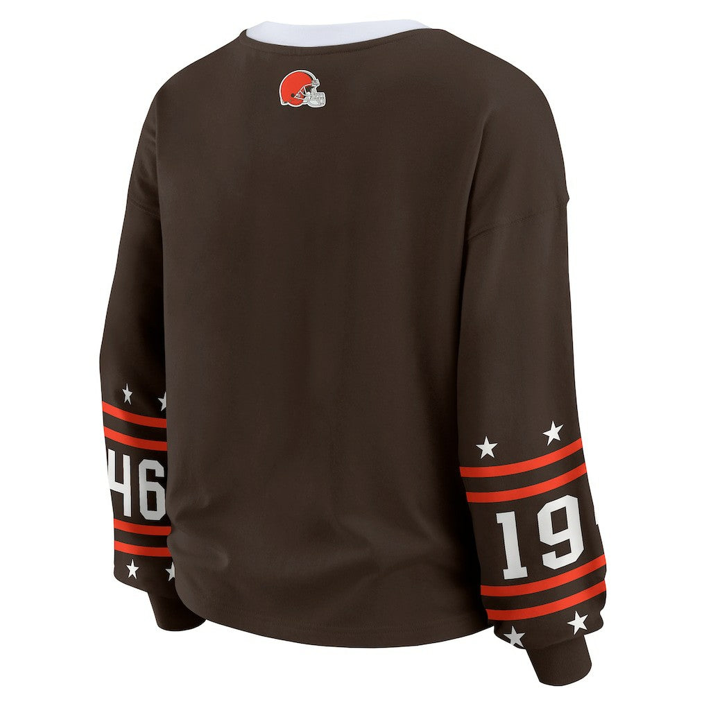 Cleveland Browns WEAR by Erin Andrews Women's Sport Long-Sleeve T-Shirt Brown