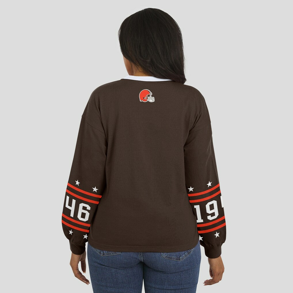 Cleveland Browns WEAR by Erin Andrews Women's Sport Long-Sleeve T-Shirt Brown