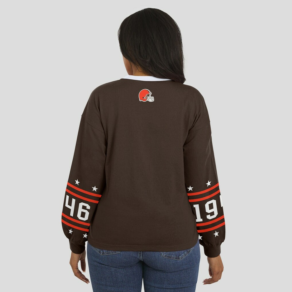 Cleveland Browns WEAR by Erin Andrews Women's Sport Long-Sleeve T-Shirt Brown