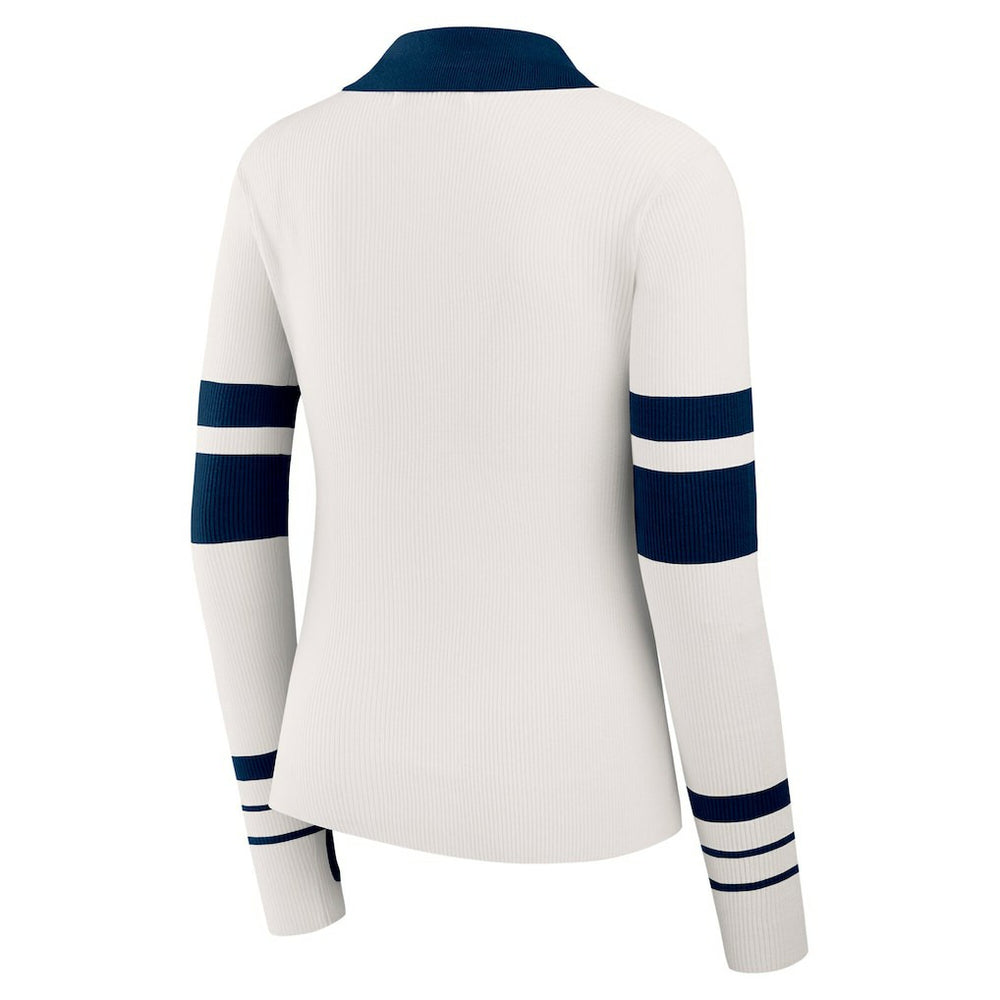 New England Patriots WEAR by Erin Andrews Women's Ribbed Henley Polo Sweater White