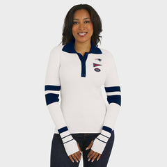 New England Patriots WEAR by Erin Andrews Women's Ribbed Henley Polo Sweater White