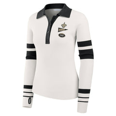 New Orleans Saints WEAR by Erin Andrews Women's Ribbed Henley Polo Sweater White