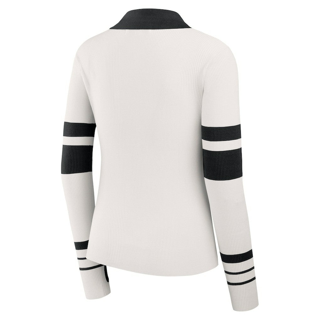 New Orleans Saints WEAR by Erin Andrews Women's Ribbed Henley Polo Sweater White