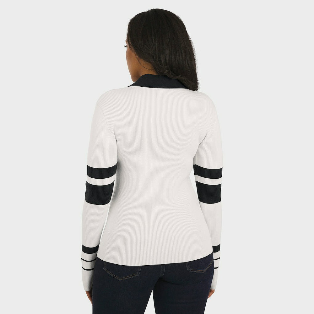 New Orleans Saints WEAR by Erin Andrews Women's Ribbed Henley Polo Sweater White