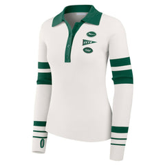 New York Jets WEAR by Erin Andrews Women's Ribbed Henley Polo Sweater White