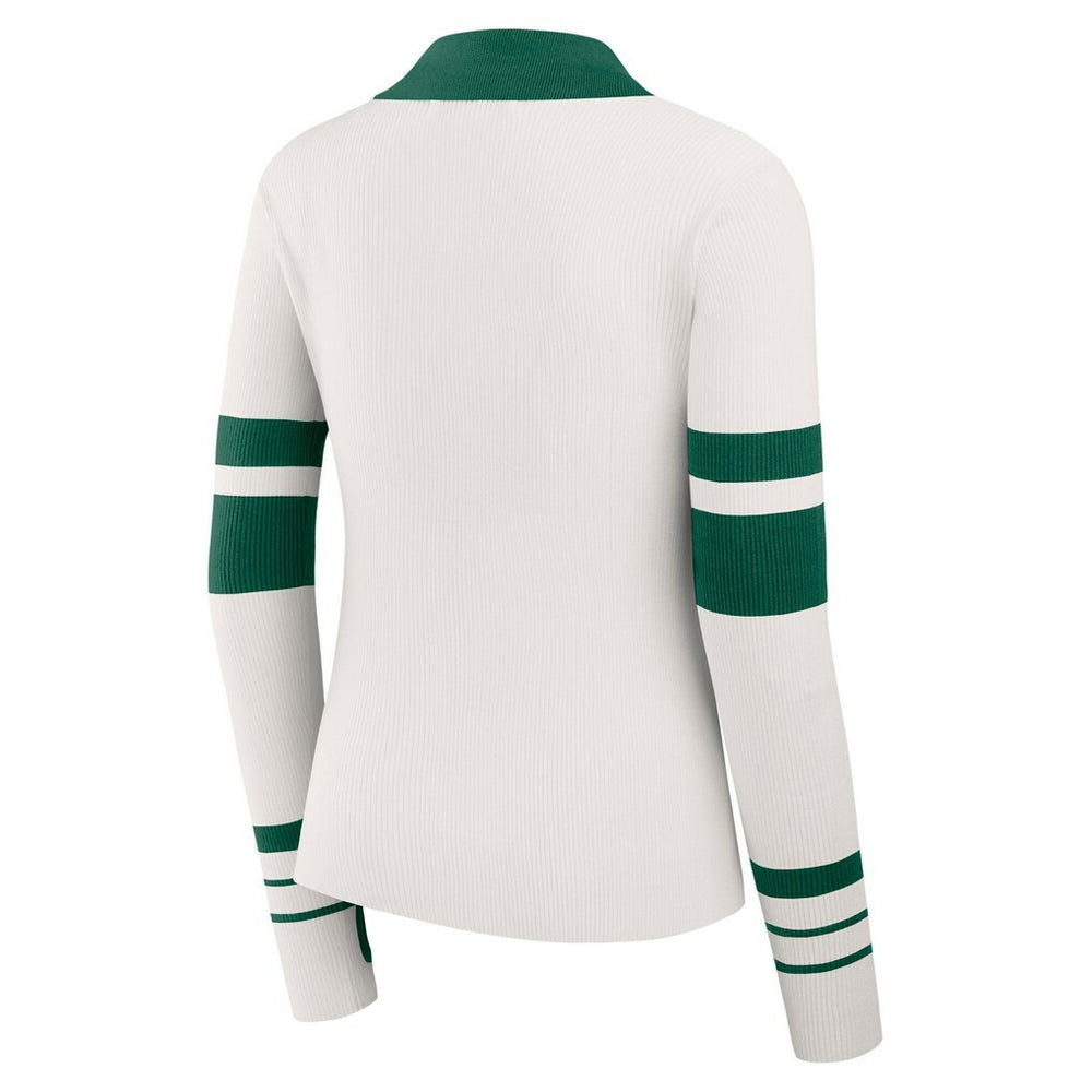 New York Jets WEAR by Erin Andrews Women's Ribbed Henley Polo Sweater White