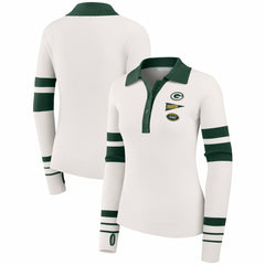 Green Bay Packers WEAR by Erin Andrews Women's Ribbed Henley Polo Sweater White