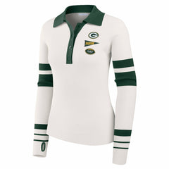 Green Bay Packers WEAR by Erin Andrews Women's Ribbed Henley Polo Sweater White