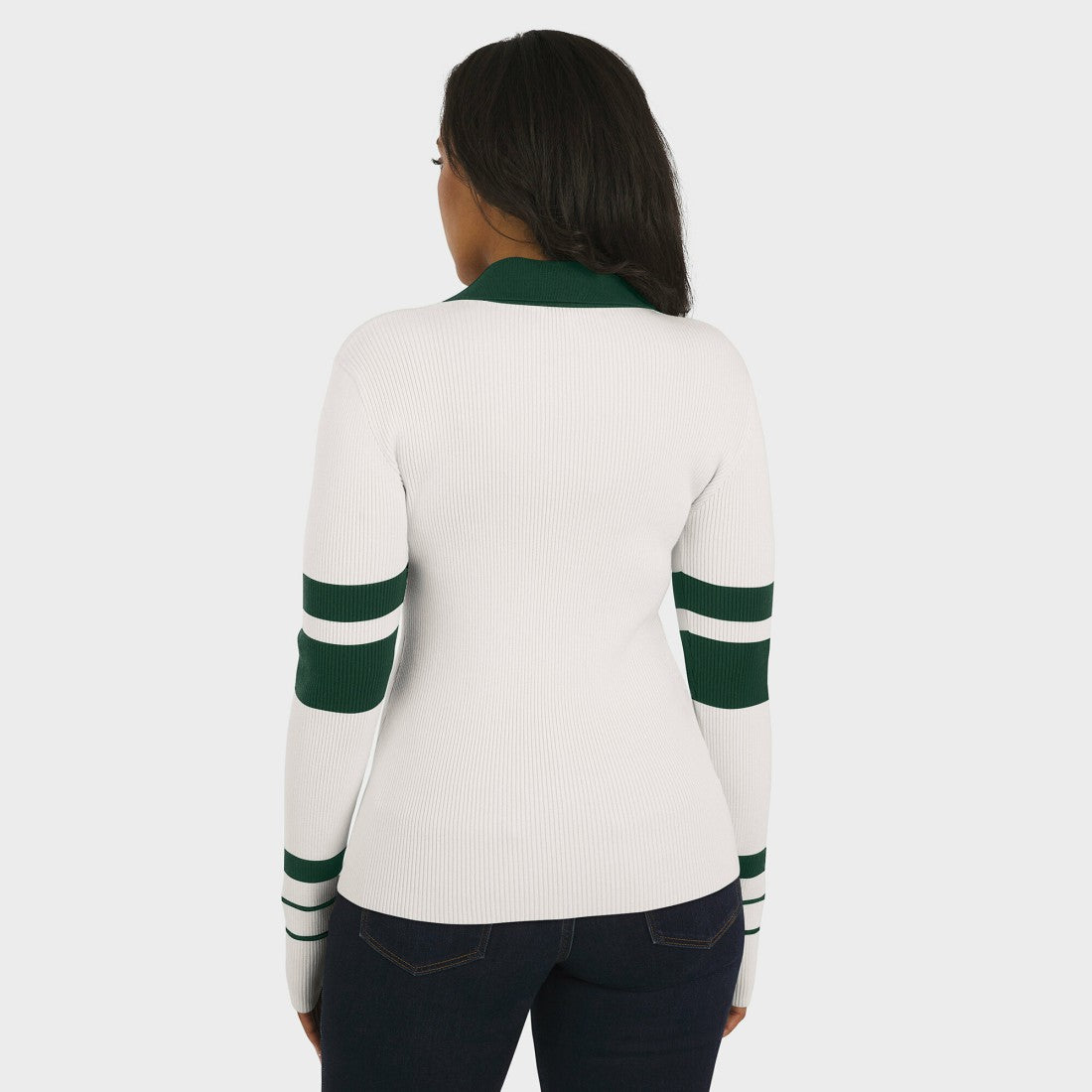 Green Bay Packers WEAR by Erin Andrews Women's Ribbed Henley Polo Sweater White