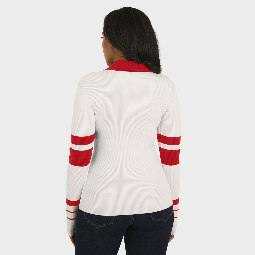 San Francisco 49ers WEAR by Erin Andrews Women's Ribbed Henley Polo Sweater White