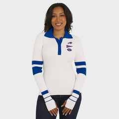 Buffalo Bills WEAR by Erin Andrews Women's Ribbed Henley Polo Sweater White