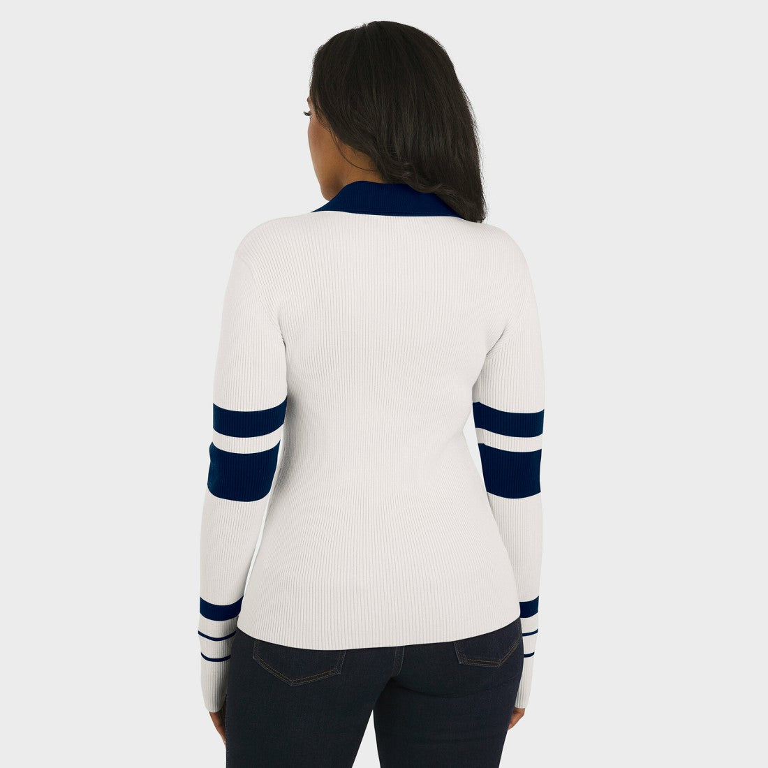Denver Broncos WEAR by Erin Andrews Women's Ribbed Henley Polo Sweater White