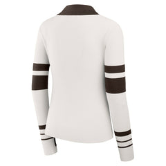 Cleveland Browns WEAR by Erin Andrews Women's Ribbed Henley Polo Sweater White