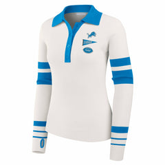 Detroit Lions WEAR by Erin Andrews Women's Ribbed Henley Polo Sweater White