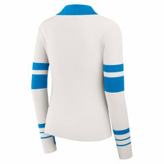 Detroit Lions WEAR by Erin Andrews Women's Ribbed Henley Polo Sweater White