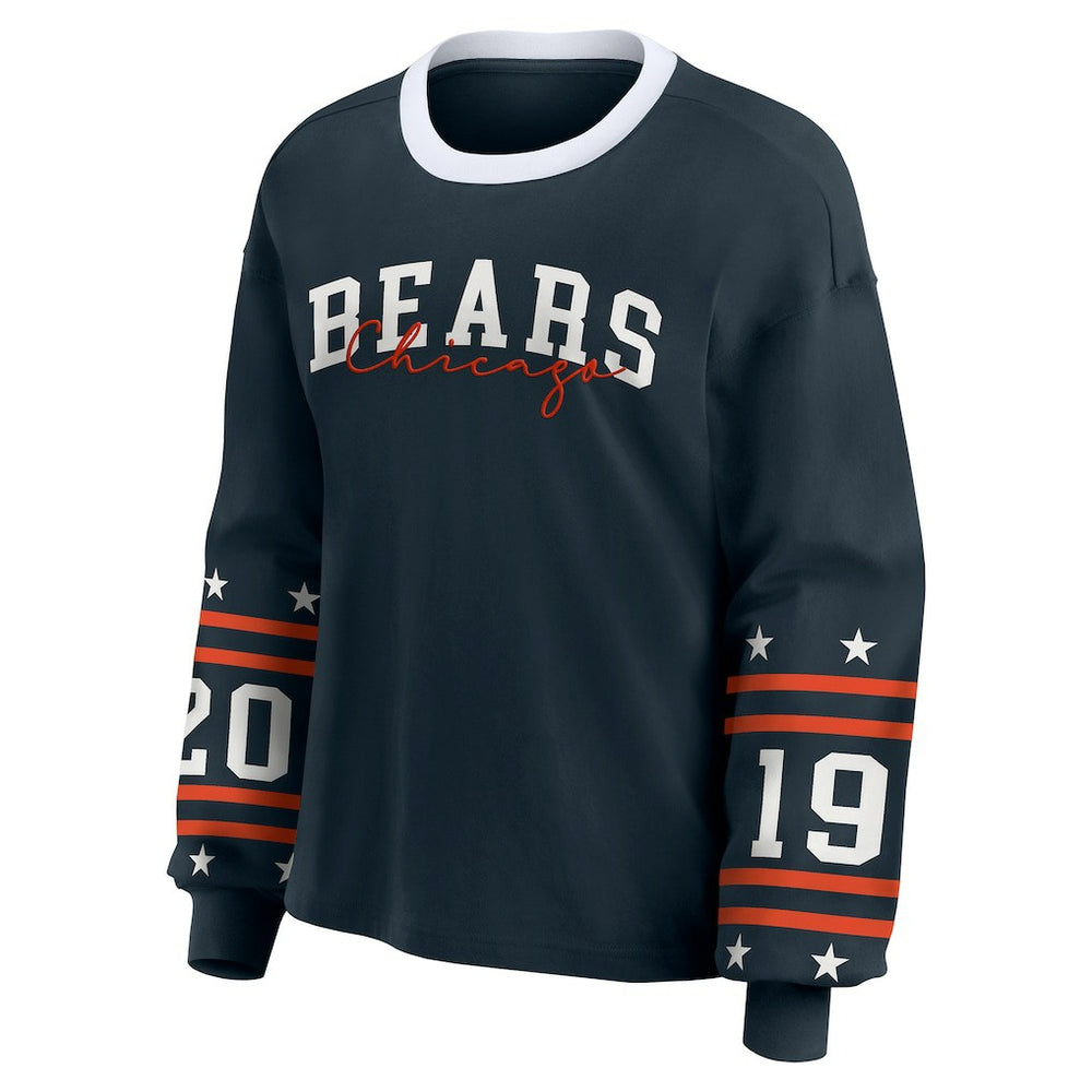 Chicago Bears WEAR by Erin Andrews Women's Plus Size Sport Long-Sleeve T-Shirt Navy