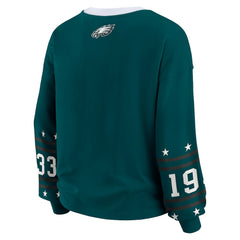 Philadelphia Eagles WEAR by Erin Andrews Women's Plus Size Sport Long-Sleeve T-Shirt Midnight Green