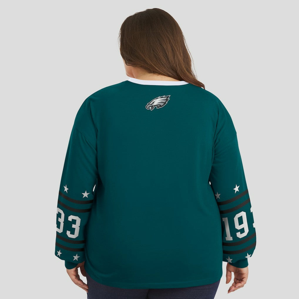 Philadelphia Eagles WEAR by Erin Andrews Women's Plus Size Sport Long-Sleeve T-Shirt Midnight Green