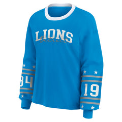 Detroit Lions WEAR by Erin Andrews Women's Plus Size Sport Long-Sleeve T-Shirt Blue