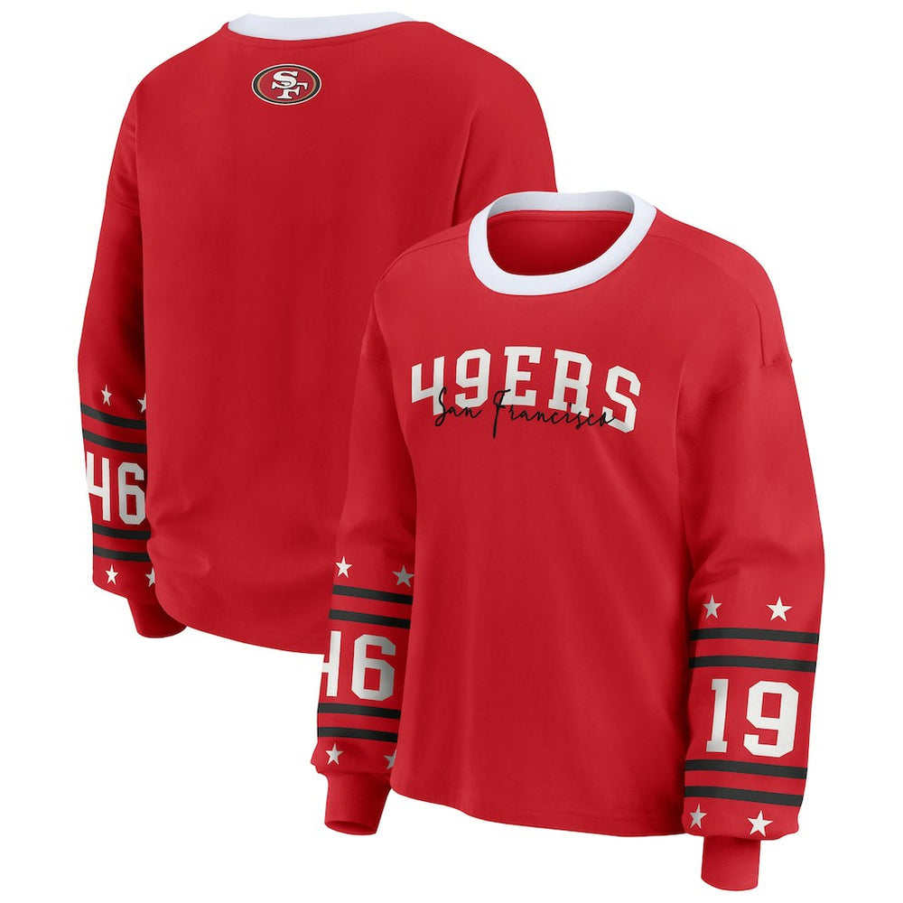 San Francisco 49ers WEAR by Erin Andrews Women's Plus Size Sport Long-Sleeve T-Shirt Scarlet