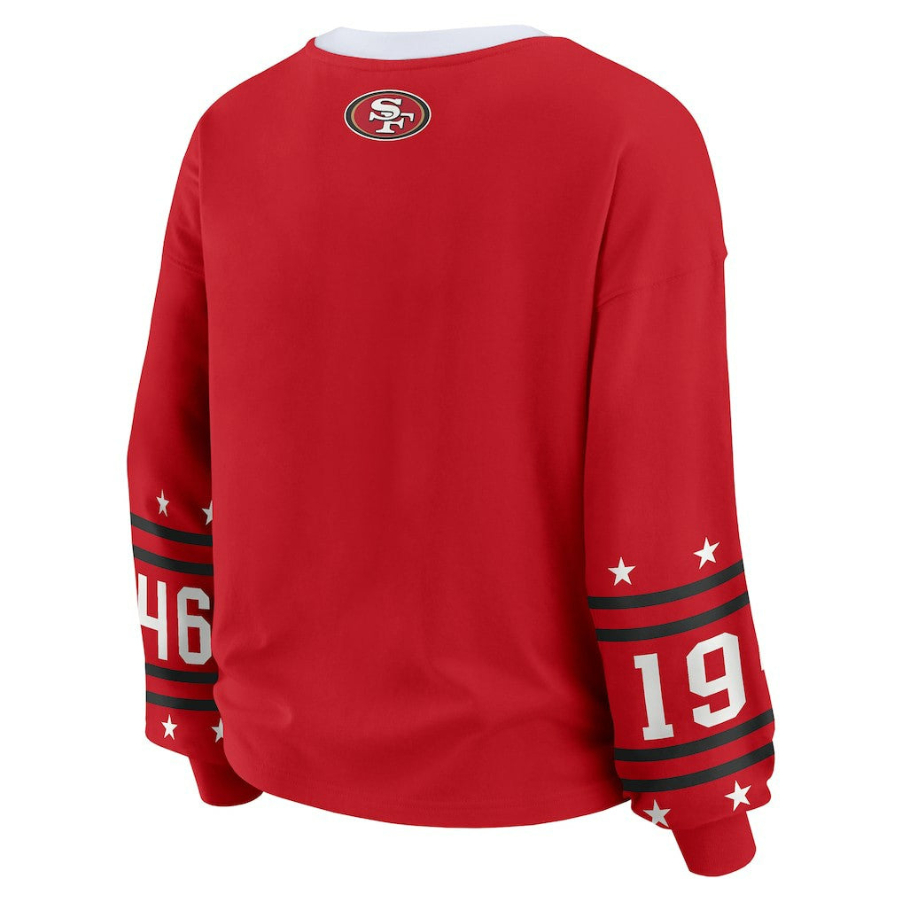 San Francisco 49ers WEAR by Erin Andrews Women's Plus Size Sport Long-Sleeve T-Shirt Scarlet