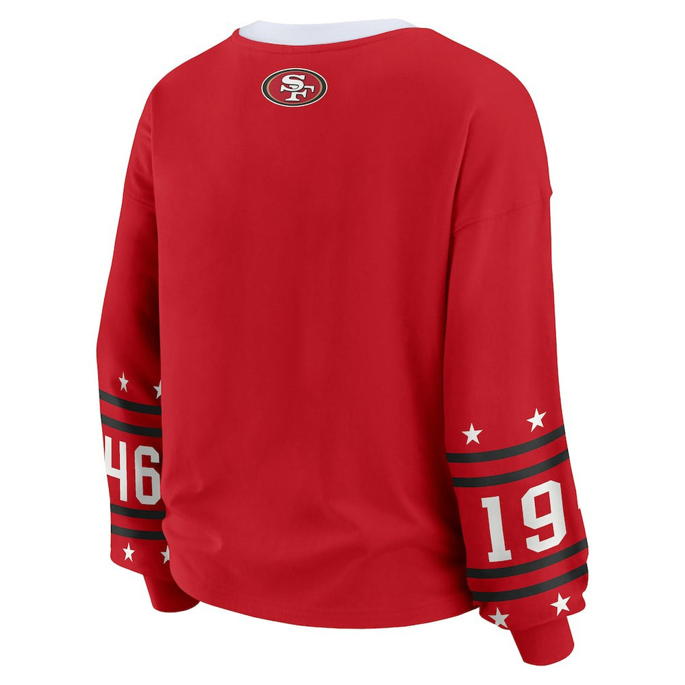 San Francisco 49ers WEAR by Erin Andrews Women's Plus Size Sport Long-Sleeve T-Shirt Scarlet