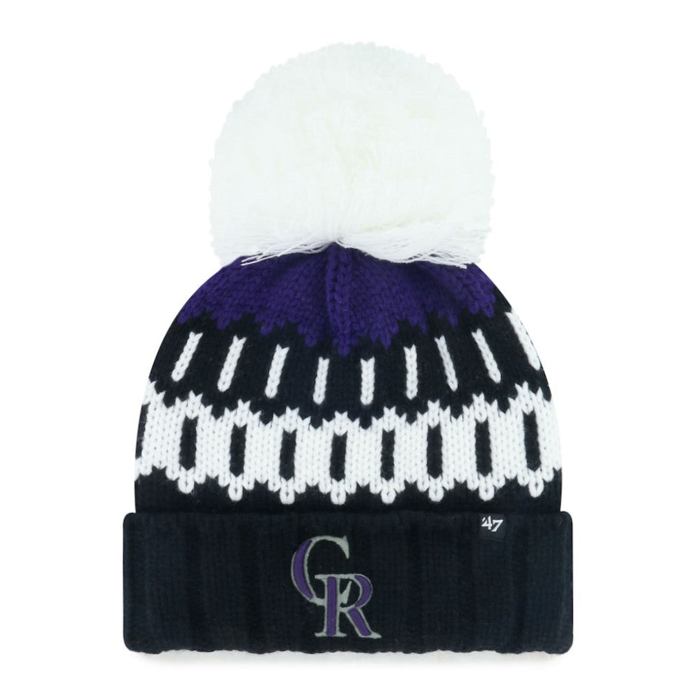 Colorado Rockies '47 Women's Felicity Cuffed Knit Hat with Pom - Black - 47 brand Discount