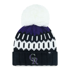 Colorado Rockies '47 Women's Felicity Cuffed Knit Hat with Pom - Black - 47 brand Discount