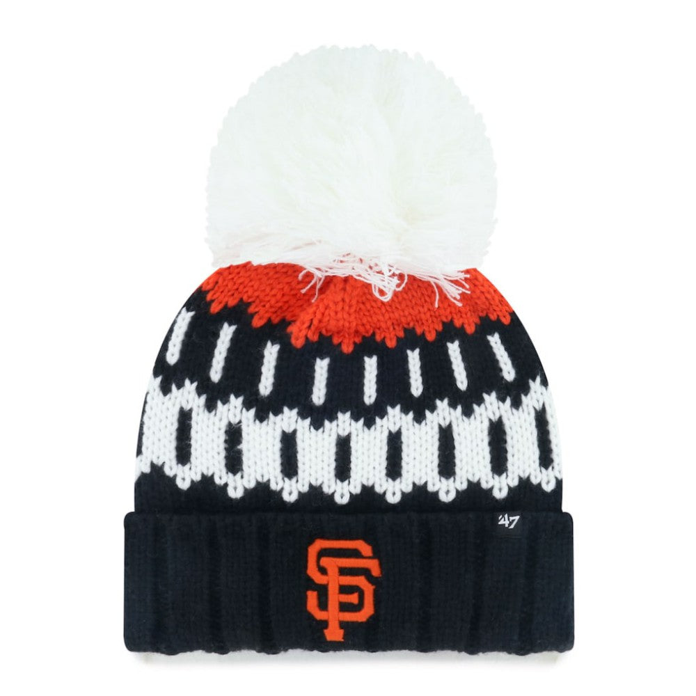 San Francisco Giants '47 Women's Felicity Cuffed Knit Hat with Pom - Black - 47 brand Lifestyle
