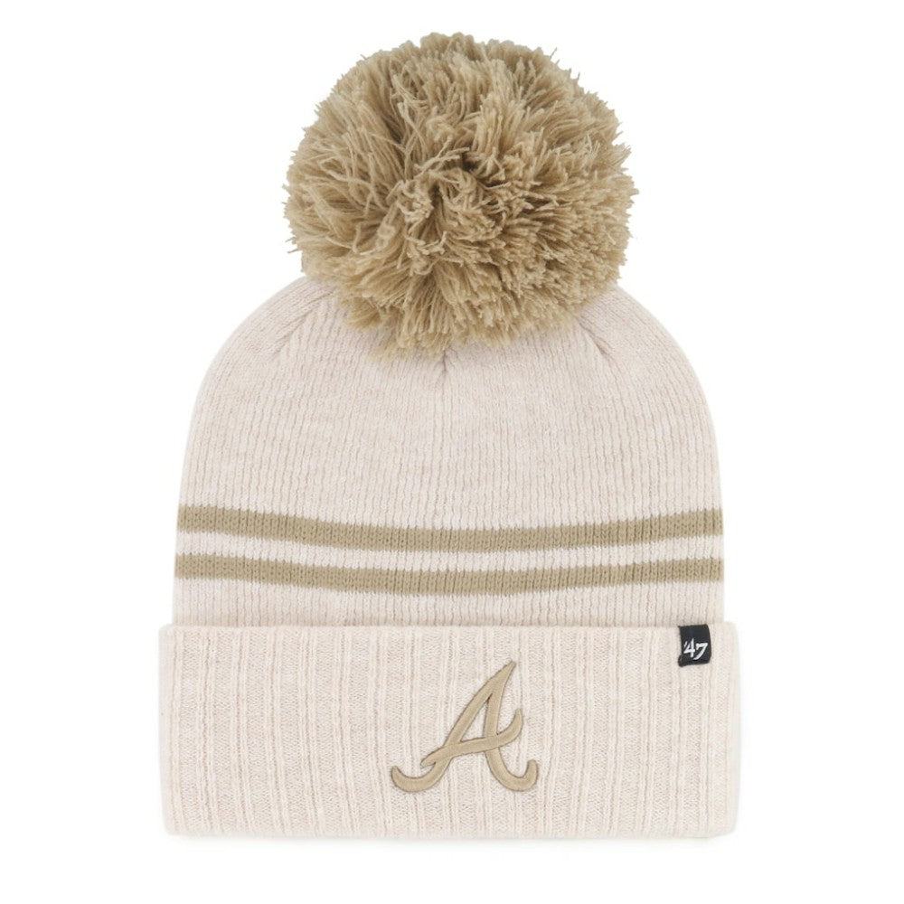 Atlanta Braves '47 Women's Latte Cuffed Knit Hat with Pom - Natural - 47 brand Online