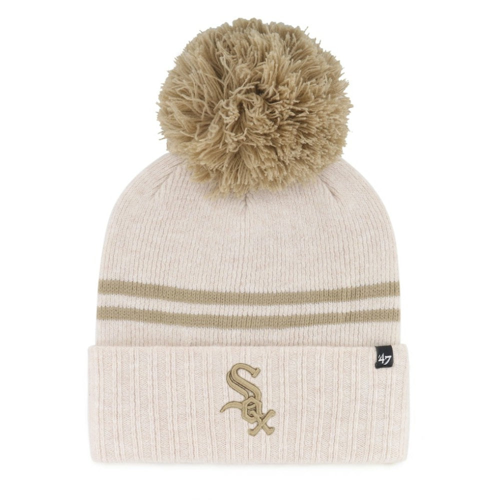 Chicago White Sox '47 Women's Latte Cuffed Knit Hat with Pom - Natural - 47 brand on Sale