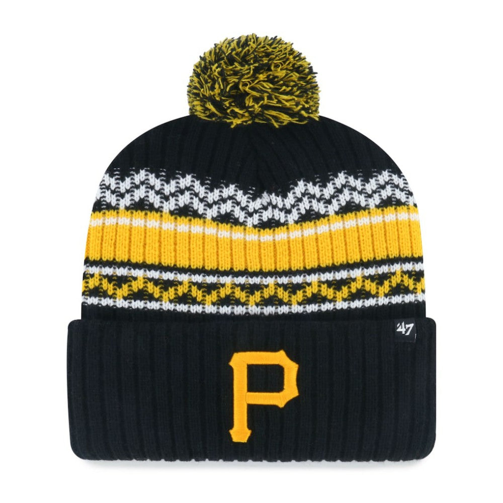 Pittsburgh Pirates '47 Youth Polar Vortex Cuffed Knit Hat with Pom - Black - 47 brand on Sale