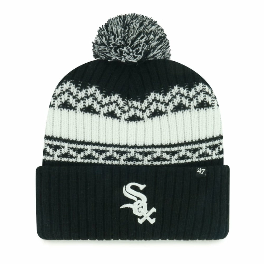 Chicago White Sox '47 Youth Polar Vortex Cuffed Knit Hat with Pom - Black - 47 brand Discount