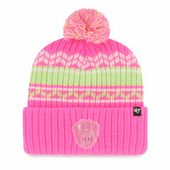 Milwaukee Brewers '47 Youth Polar Vortex Cuffed Knit Hat with Pom - Pink - 47 brand Discount