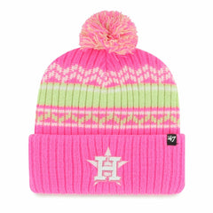 Houston Astros '47 Youth Polar Vortex Cuffed Knit Hat with Pom - Pink - 47 brand Discount