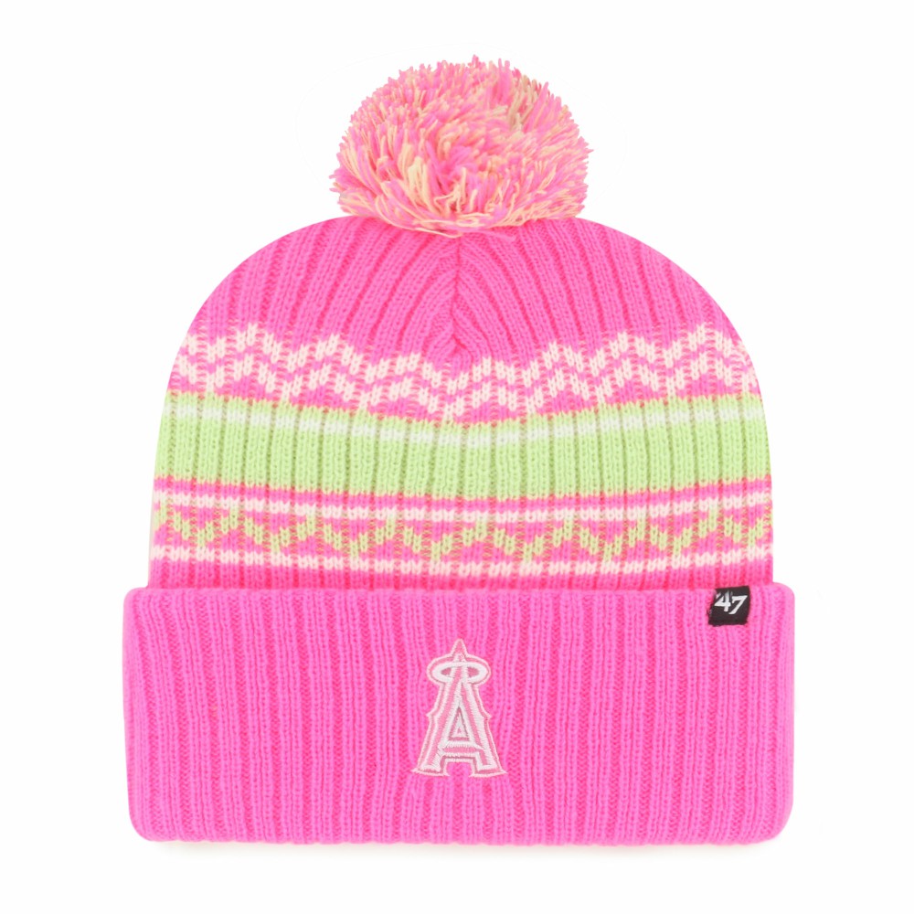 Los Angeles Angels '47 Youth Polar Vortex Cuffed Knit Hat with Pom - Pink - 47 brand Discount