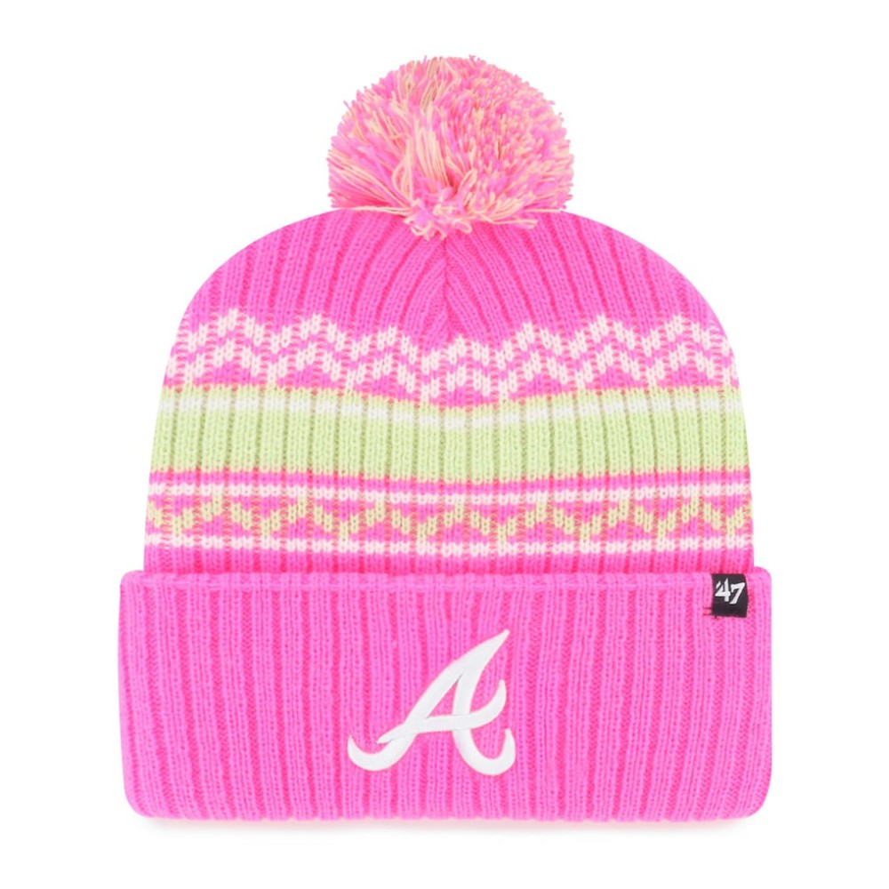 Atlanta Braves '47 Youth Polar Vortex Cuffed Knit Hat with Pom - Pink - 47 brand Online
