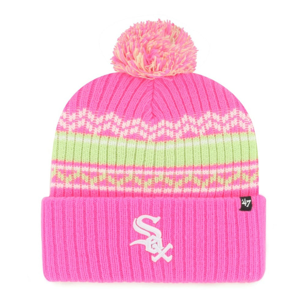 Chicago White Sox '47 Youth Polar Vortex Cuffed Knit Hat with Pom - Pink - 47 brand Lifestyle