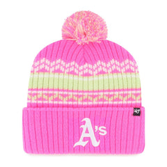 Athletics '47 Youth Polar Vortex Cuffed Knit Hat with Pom - Pink - 47 brand Lifestyle
