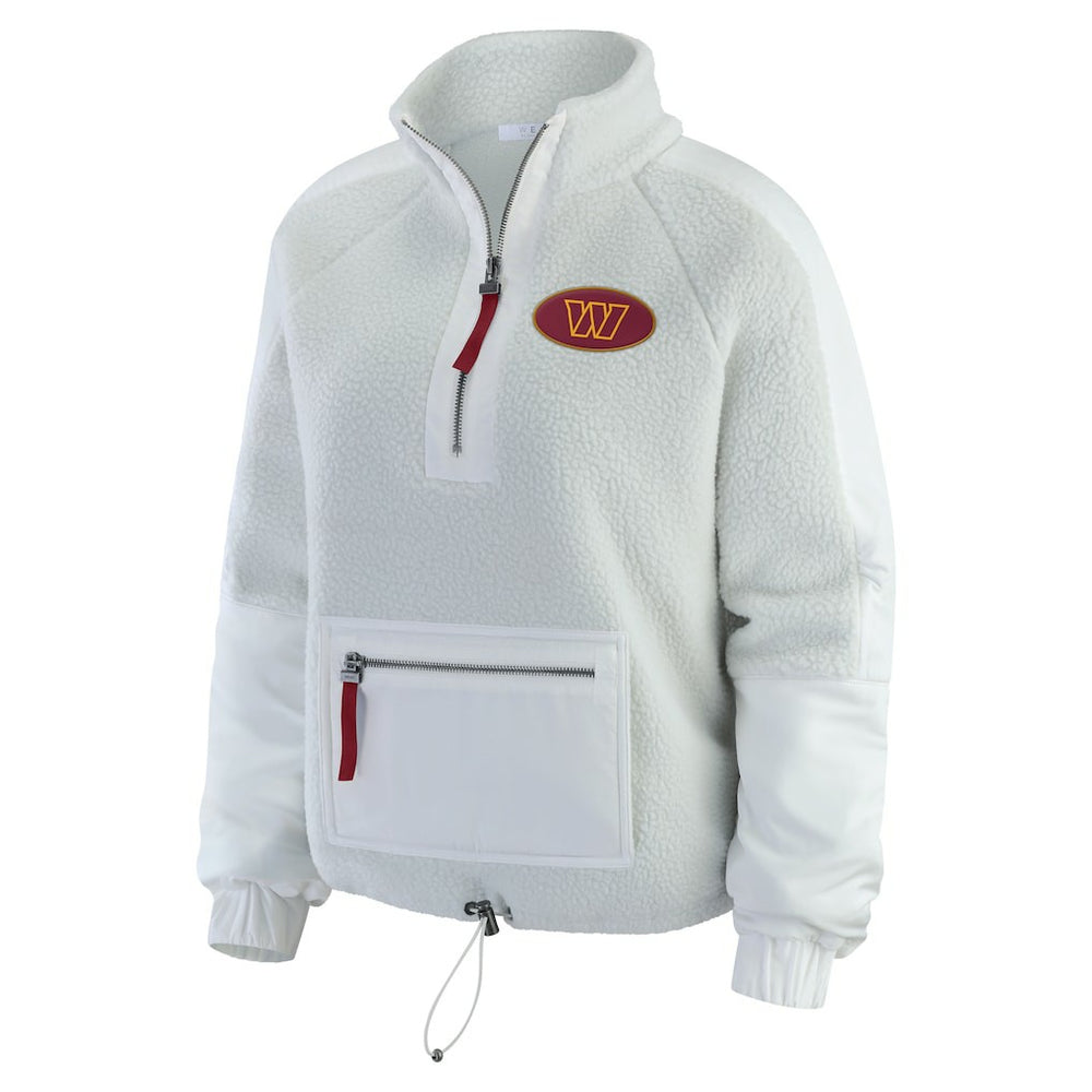 Washington Commanders WEAR by Erin Andrews Women's Polar Fleece Half-Zip Jacket White