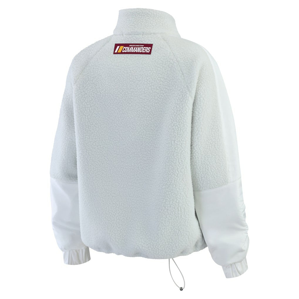 Washington Commanders WEAR by Erin Andrews Women's Polar Fleece Half-Zip Jacket White